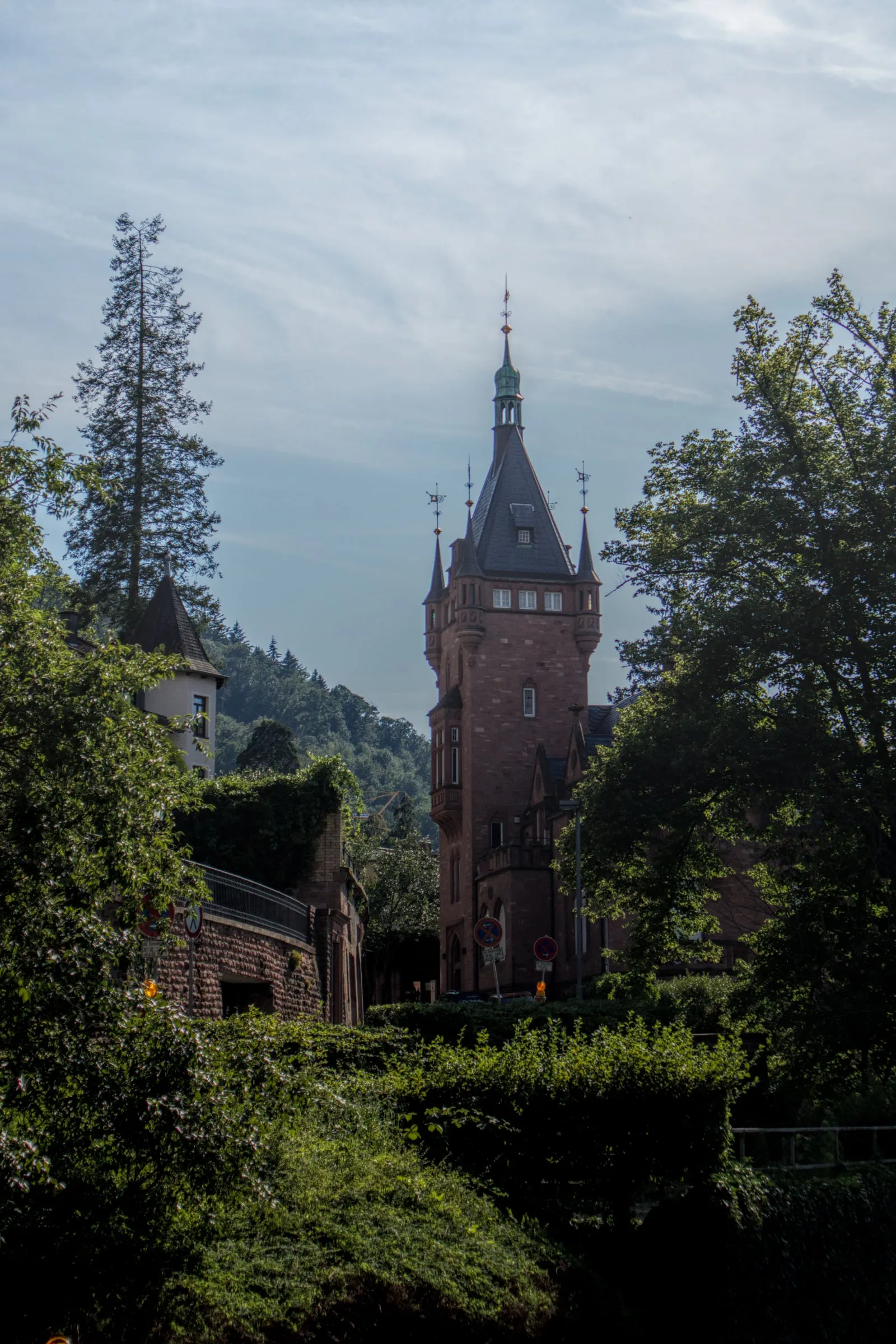 Heidelberg castle tower bathed in warm evening light