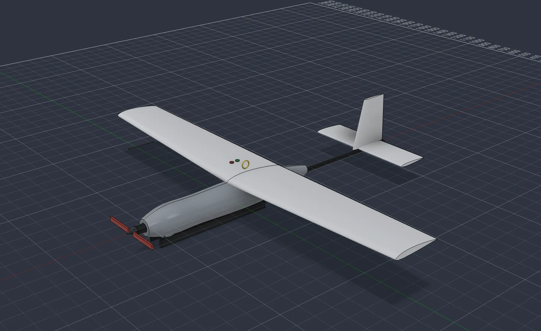 Single tractor motor in the nose, camera under the chin, conventional tail