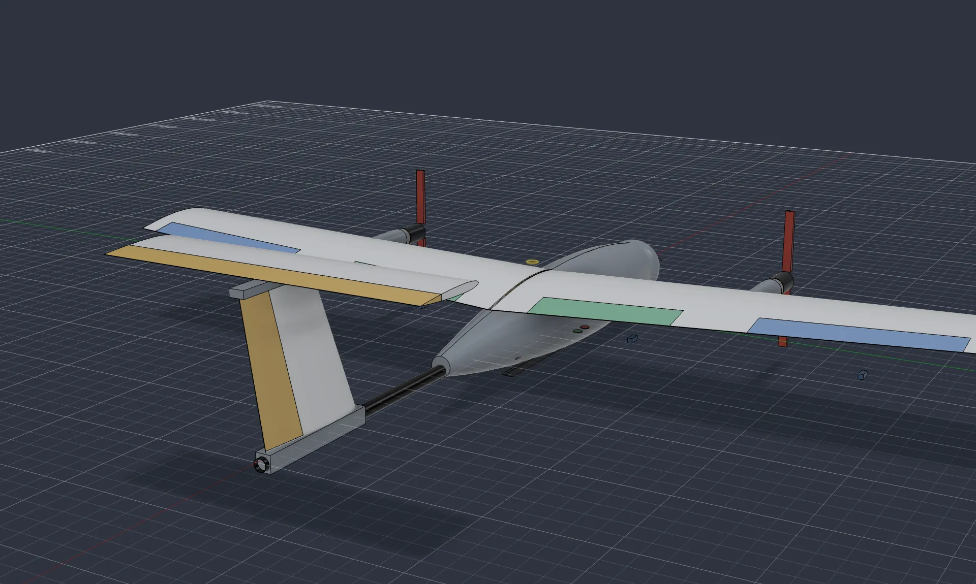 Rear view of the aircraft with the stabiliser on top of the fin